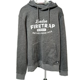 Firetrap Mens Grey Graphic Print Hooded Sweatshirt Pullover Jumper Size XXL