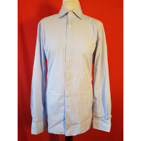 Glanshirt Blue White Stripe Shirt Size 15 1/2