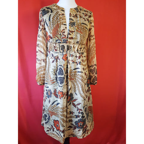 DIANE von FURSTENBERG Brown Floral Print 100% Silk Dress Size 6 US 10 UK