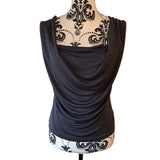Fenn Wright Manson Navy Sleeveless Cowl Neck Top Blouse Size UK 10