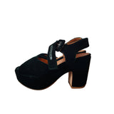 Chie Minara Women's Dark Green Velour Heels Sandals Size 5/ 38