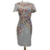 L.K.Bennett White Blue Red Floral Print Cotton Dress, Size 10