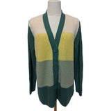 Damart Womens Green White Yellow Knit Cardigan Size 18/20