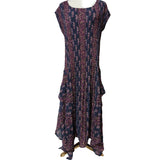 Klass Ladies Paisley Floral Pleated Maxi Dress Blue Pink Size XL(UK 18-20)