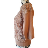 Valentino Nude Crocheted Knit Wool Cotton Jumper Size XS