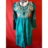 Leaves Of Grass Green Hand Embroidered Dress Size 10 /38
