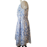 M&S Per Una Premium Blue White Embroidered Floral Print Dress Size 16