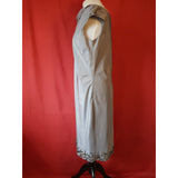 L.K. Bennett Grey Satin Rhinestone Embellished Dress Size 12.