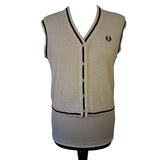 Fred Perry Womens White Button Through Knitted Tank Size 10