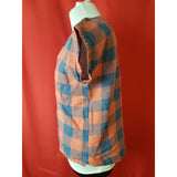 Celtic & Co Women's Blue Terracotta Check Linen Top Size 8