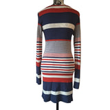 Melissa Odabash Striped White Red Navy Knit Dress Size S
