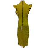 Jolie Moi Yellow Frilly Shoulder Dress, Size 8