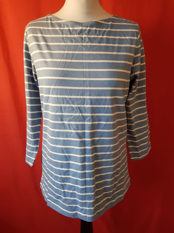 Crew Clothing Women's Blue White Stripe 100% Cotton Top Size 14