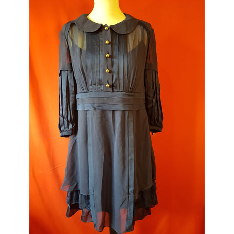 Temperlay London Navy 100% Silk Dress Size 10