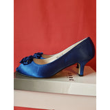 CORE Collection Women's Navy Satin Heels with Flowers Shoes Size 7 UK 40 EU.