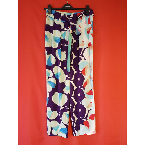 Diane Von Furstenberg Silk Floral Print Trousers Size 6 US / 10 UK