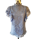 Ted Baker Blue Lace Blouse Top, Size 1 / 8