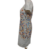 L.K.Bennett White Blue Red Floral Print Cotton Dress, Size 10