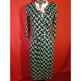 Diane Von Furstenberg Navy Green White Dress Size 2 US 6 UK