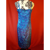 INC International Concept Blue Silk Floral Print Dress Size 4 US 8 UK