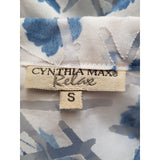 Cynthia Max Relax White  Blue Blouse Size S