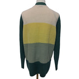 Damart Womens Green White Yellow Knit Cardigan Size 18/20