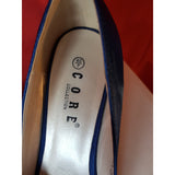 CORE Collection Women's Navy Satin Heels with Flowers Shoes Size 7 UK 40 EU.