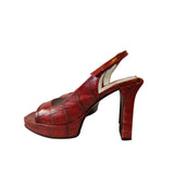 Charles Jourdan Burgundy Heels Sandals Size 8.5 US 6.5 UK