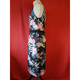 MONSOON Black Pink Green Floral Print Dress Size 14