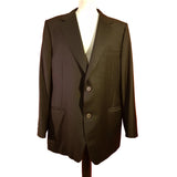 Canali Black Wool Jacket Blazer Size 60R