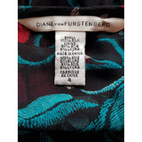 DIANE von FURSTENBERG Black Red Green Floral Print 100% Silk Dress Size 4 / S