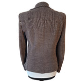 Armani Collezioni Womens Brown Tweed Chevron Fitted Wool Blend Blazer Jacket UK 12 IT 44