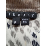 THEORY Beige Black Grey Spots 100% Silk Top Size S