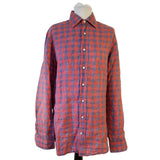 Hackett Men's Red Navy Check Slim Fit Shirt Size M