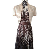Phase Eight Printed Strapless Pleated Dress with Cream Silk Bolero Size 8