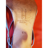 Gina Real Leather Light Blue Heels Sandals, Size 6 1/2.