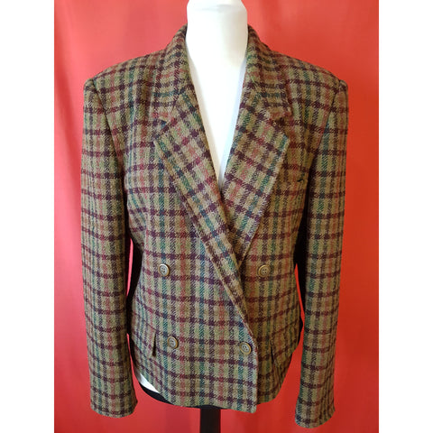 Max Mara Women's Khaki Check Blazer Size 14.