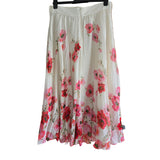 Zimmermann Cream Red Floral Print Silk Cotton Summer Skirt, Size 16