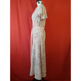 Jacques Vert Pink Grey Floral Print Long Dress Size 10