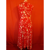 Hobbs Red White Floral Print Long Dress Size 12