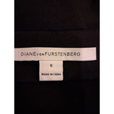 Diane von Furstenberg Black Beige Wool Silk Jersey Printed Skirt Size 6 US / S