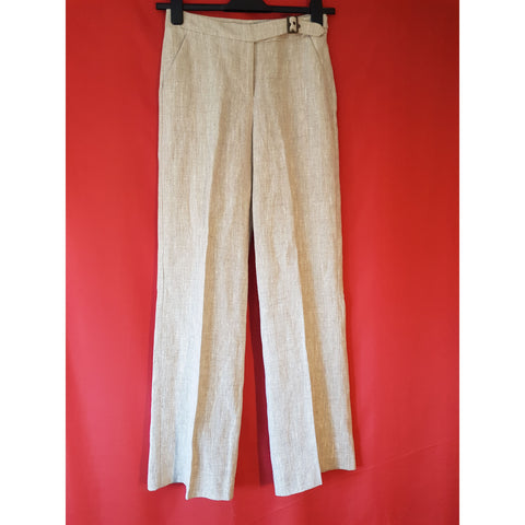 HOBBS Cream Women's 100% Linen Trousers Size 8