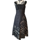 Betty Jackson Black Womens 100% Silk Floral Embroidered Party Dress UK 10