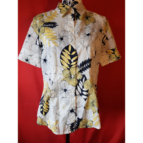 Tommy Bahama White Black Yellow Shirt Size 6