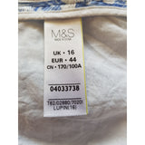 M&S Per Una Premium Blue White Embroidered Floral Print Dress Size 16