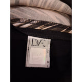 Diane von Furstenberg Black Beige Wool Silk Jersey Printed Skirt Size 6 US / S