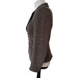 Armani Collezioni Womens Brown Tweed Chevron Fitted Wool Blend Blazer Jacket UK 12 IT 44