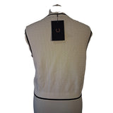 Fred Perry Womens White Button Through Knitted Tank Size 10