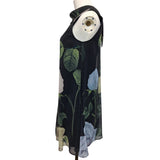 Ted Baker Black Blue Green Floral Short Print Dress Size 2 / 10 UK