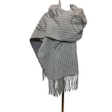 Jean Paul Gaultier Grey White Stripe Logo Alpaca Scarf
